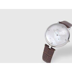 Bolvaint Paris Luxury Women's‎ Watch Silver Face Brown Leather Strap Geometric